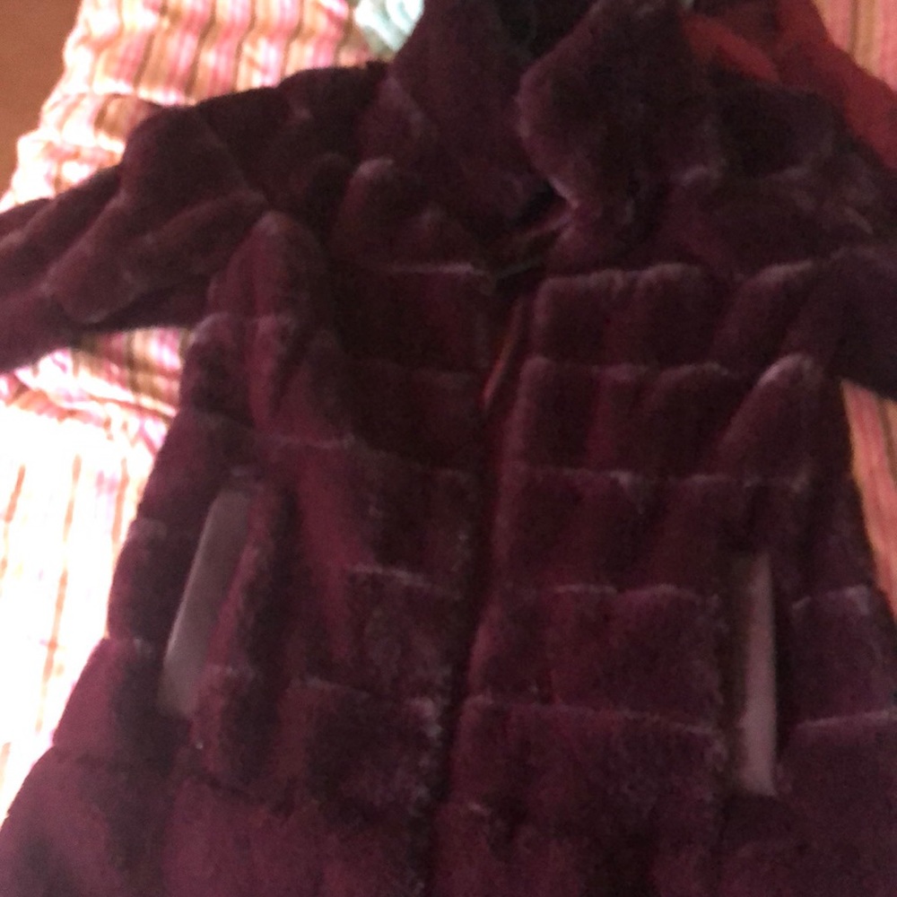 Burgundy fur coat size small